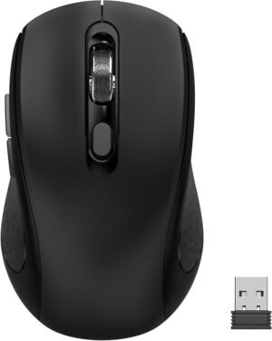 Wireless Mouse 6 Silent Buttons 2 4G with USB Mini Receiver 5 Level DPI Setting 4000DPI Ambidextrous PC Mac Linux Laptop