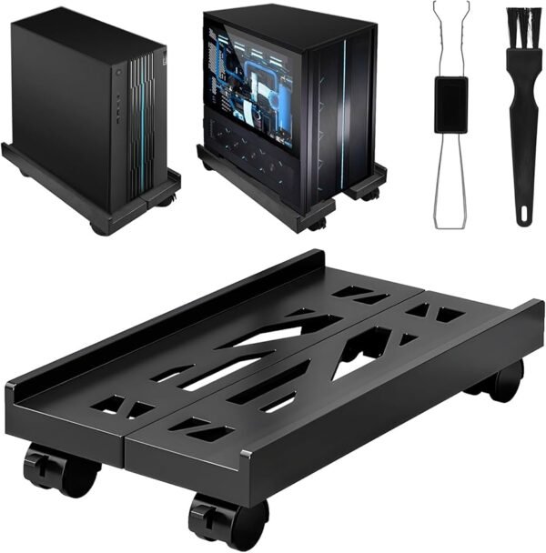 Duty Computer CPU Stand with Lockable Casters Up to 60kg for Home Office Gaming