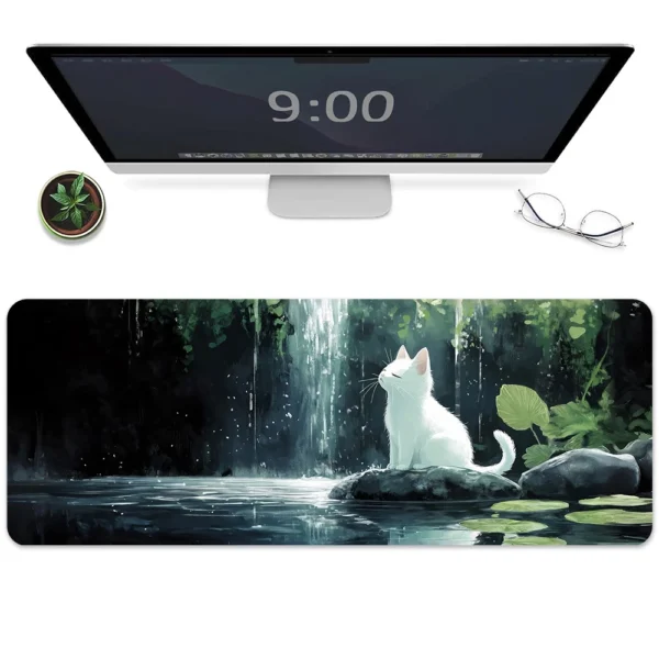 cn-11134207-820l4-mi3wxn106k8zcc.webp Starry Night Sky Cute Cat Mouse Pad Abstract Art Computer Mousepads For Home Office with Non Slip Rubber Base Mouse Mat 100 90 80cm