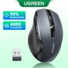 Wireless Mouse 6 Silent Buttons 2 4G with USB Mini Receiver 5 Level DPI Setting 4000DPI Ambidextrous PC Mac Linux Laptop