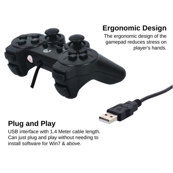 USB008 USB Analog Gamepad Joystick Single Dual Pengawal Gaming PC Komputer Komputer riba Steam Wired